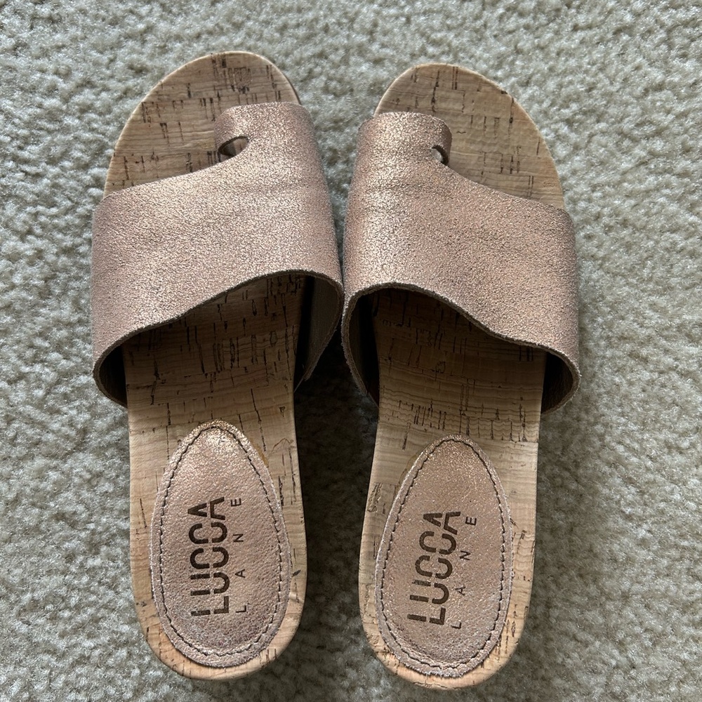 Shimmery peachy pink  Slide Sandals